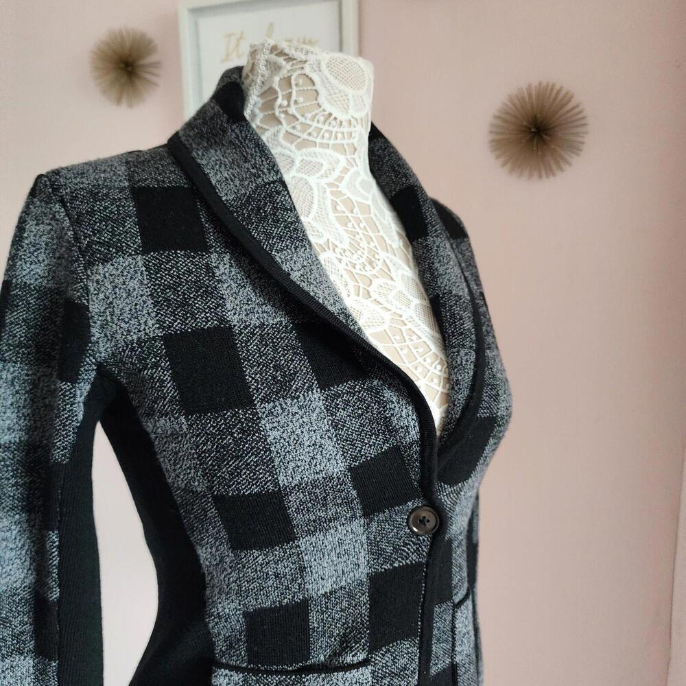 LKNW Margaret O'leary black white gray cardigan sweater Small - Picture 9 of 9